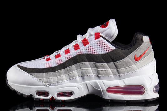 Nike - Air Max 95 Big Bubble
Style # IB7862-100
Color : White / Comet Red / Neutral Grey / Medium Grey