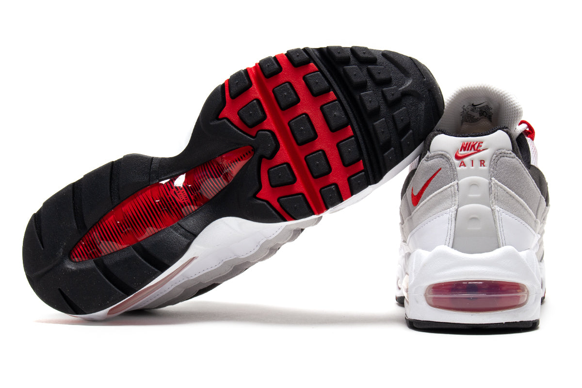 Nike - Air Max 95 Big Bubble
Style # IB7862-100
Color : White / Comet Red / Neutral Grey / Medium Grey