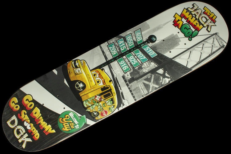 DGK - Thizz Deck
Size : 8.25"
Wheelbase : 14.31"
Length : 31.85"
Nose : 6.75"
Tail : 6.56"
Jack Curtin