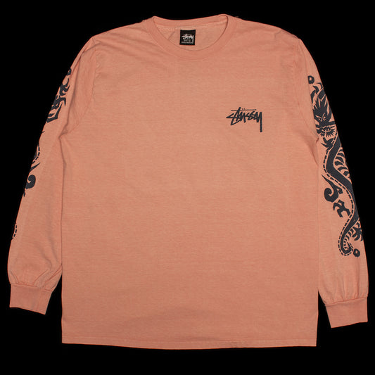 Stussy | Dragons Pigment Dyed L/S T-Shirt Style # 1995031 Color : Coral