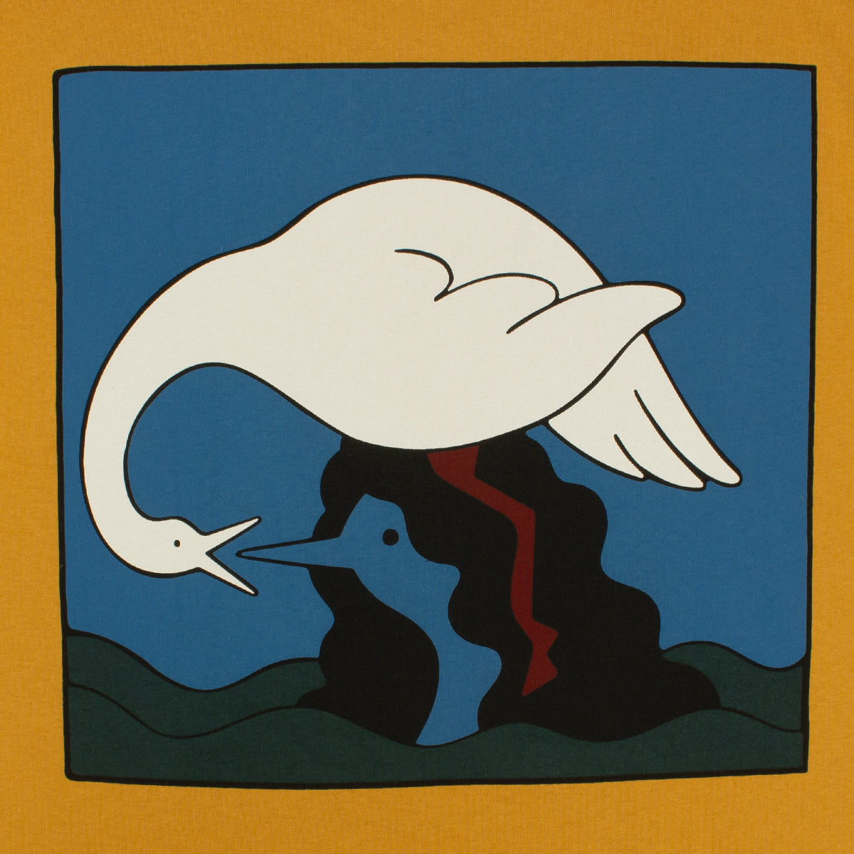 by Parra | Swan To The Face T-Shirt Color : Ocher