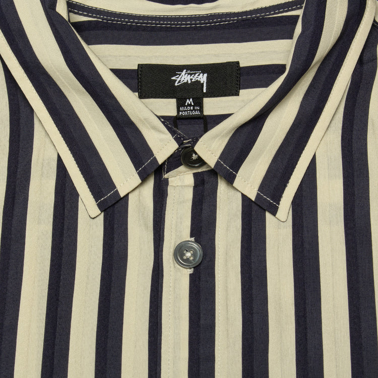 Stussy | Flat Bottom Striped Shirt Style # 1110325 Color : Navy