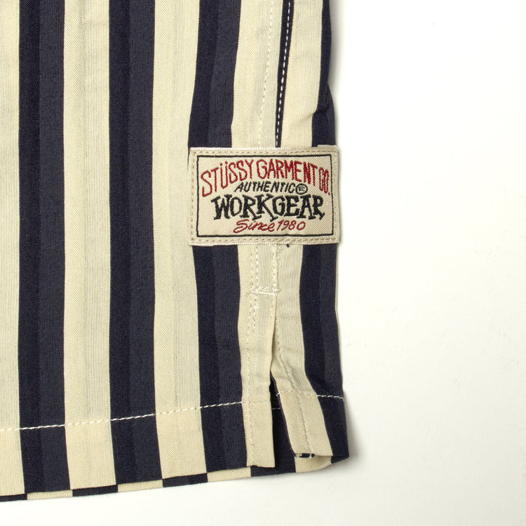 Stussy | Flat Bottom Striped Shirt Style # 1110325 Color : Navy