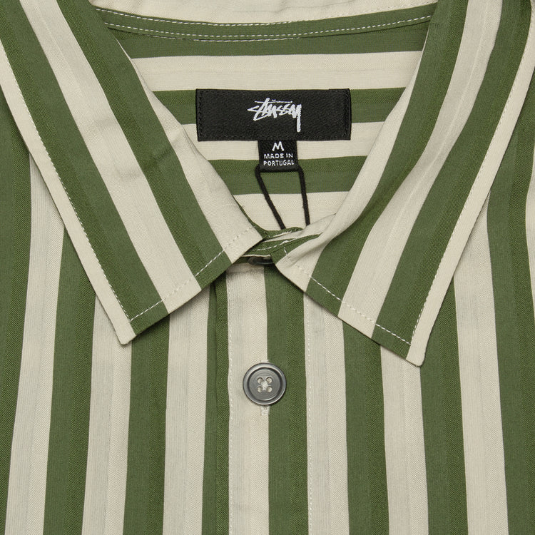 Stussy | Flat Bottom Striped Shirt Style # 1110325 Color : Green