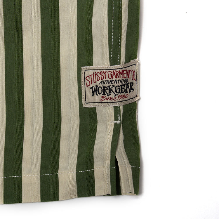 Stussy | Flat Bottom Striped Shirt Style # 1110325 Color : Green