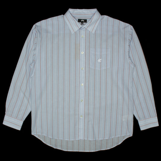 Stussy | Classic Striped L/S Shirt Style # 1110317 Color : Light Blue