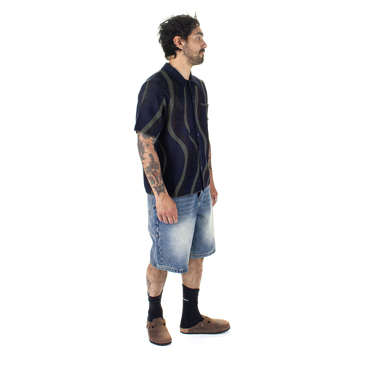 Dime - Soleil Knit Button Up
Color : Navy