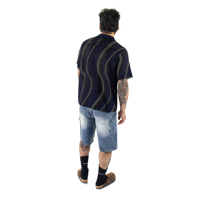 Dime - Soleil Knit Button Up
Color : Navy