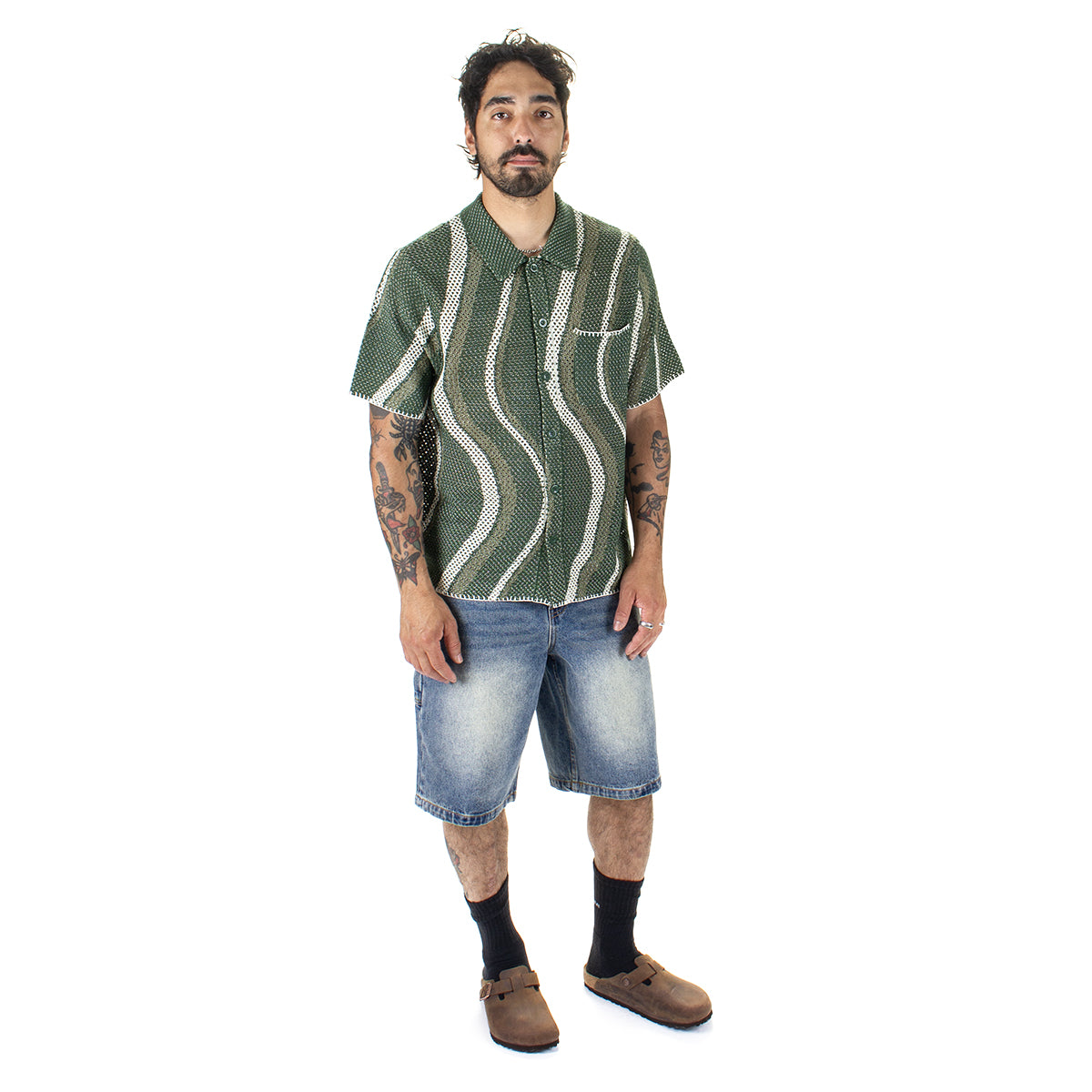 Dime - Soleil Knit Button Up
Color : Green