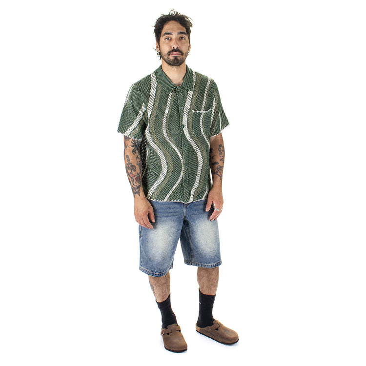 Dime - Soleil Knit Button Up
Color : Green