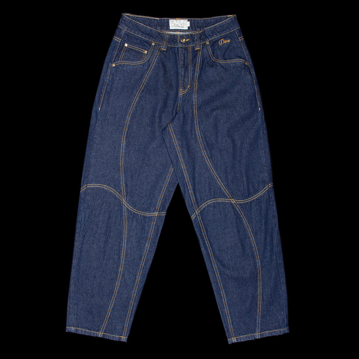 Dime - Classic Baggy Denim Pants
Color : Indigo Paneled