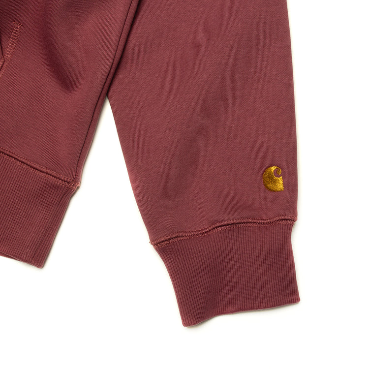 Carhartt WIP | Hooded Chase Sweatshirt Style # I033661-2BB Color : Dusty Fuchsia / Gold