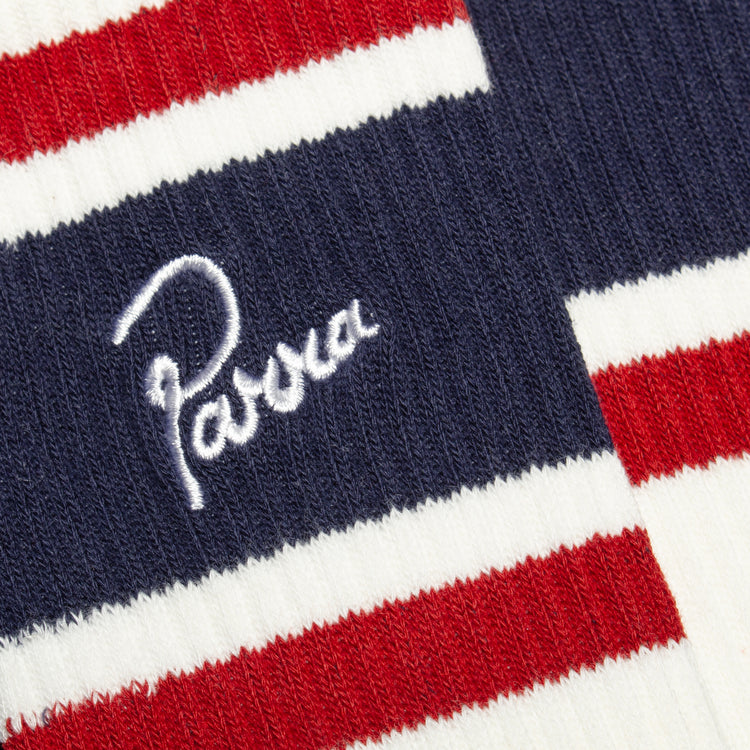 by Parra - Signature Striped Crew Sock
Style # 55470
Color : White / Navy / Red