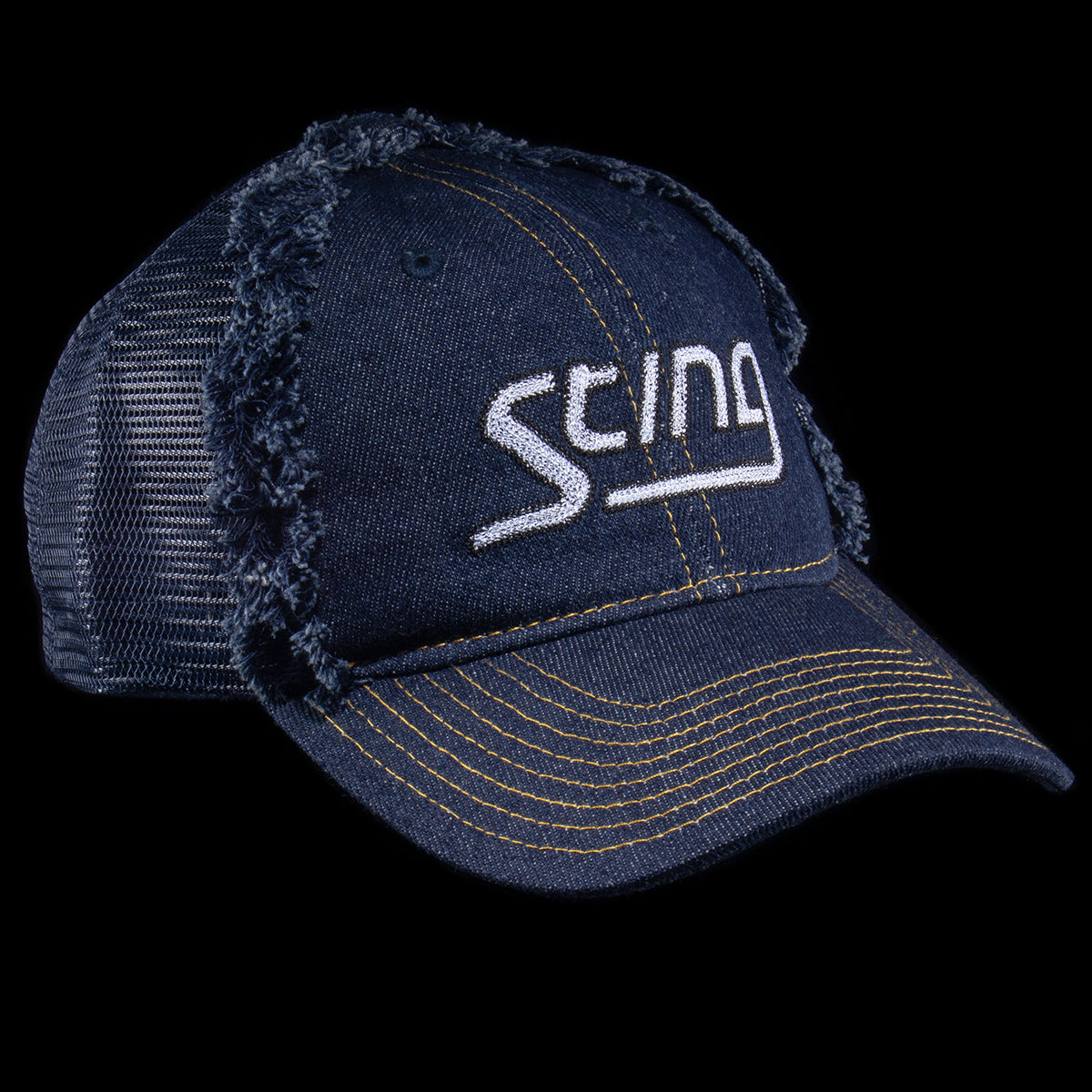 Stingwater | Distressed Denim Trucker Hat Color : Blue