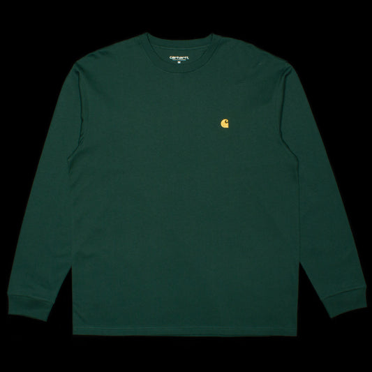 Carhartt WIP | L/S Chase T-Shirt Style # I026392-1NV Color : Discovery Green / Gold