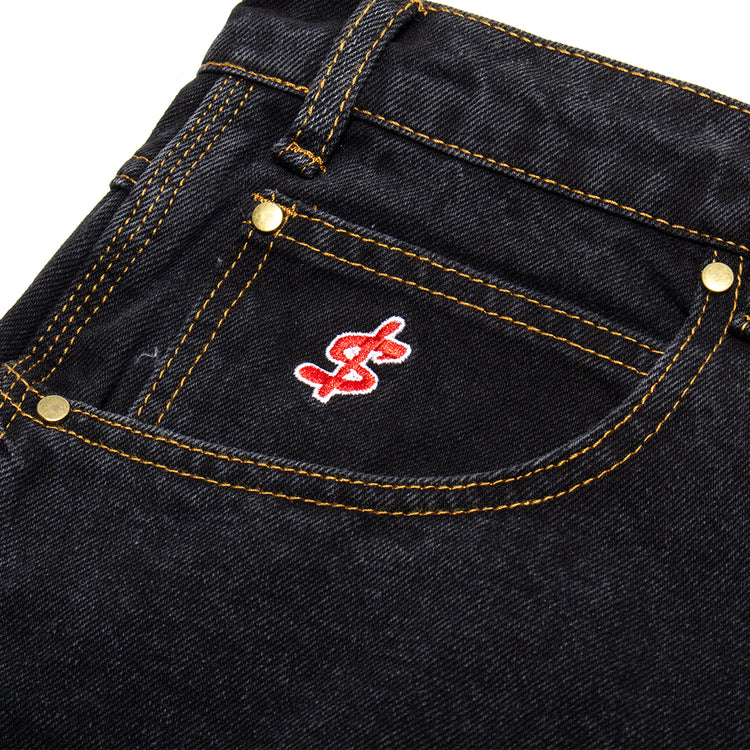 Cash Only - Logo Baggy Denim Shorts
Color : Washed Black