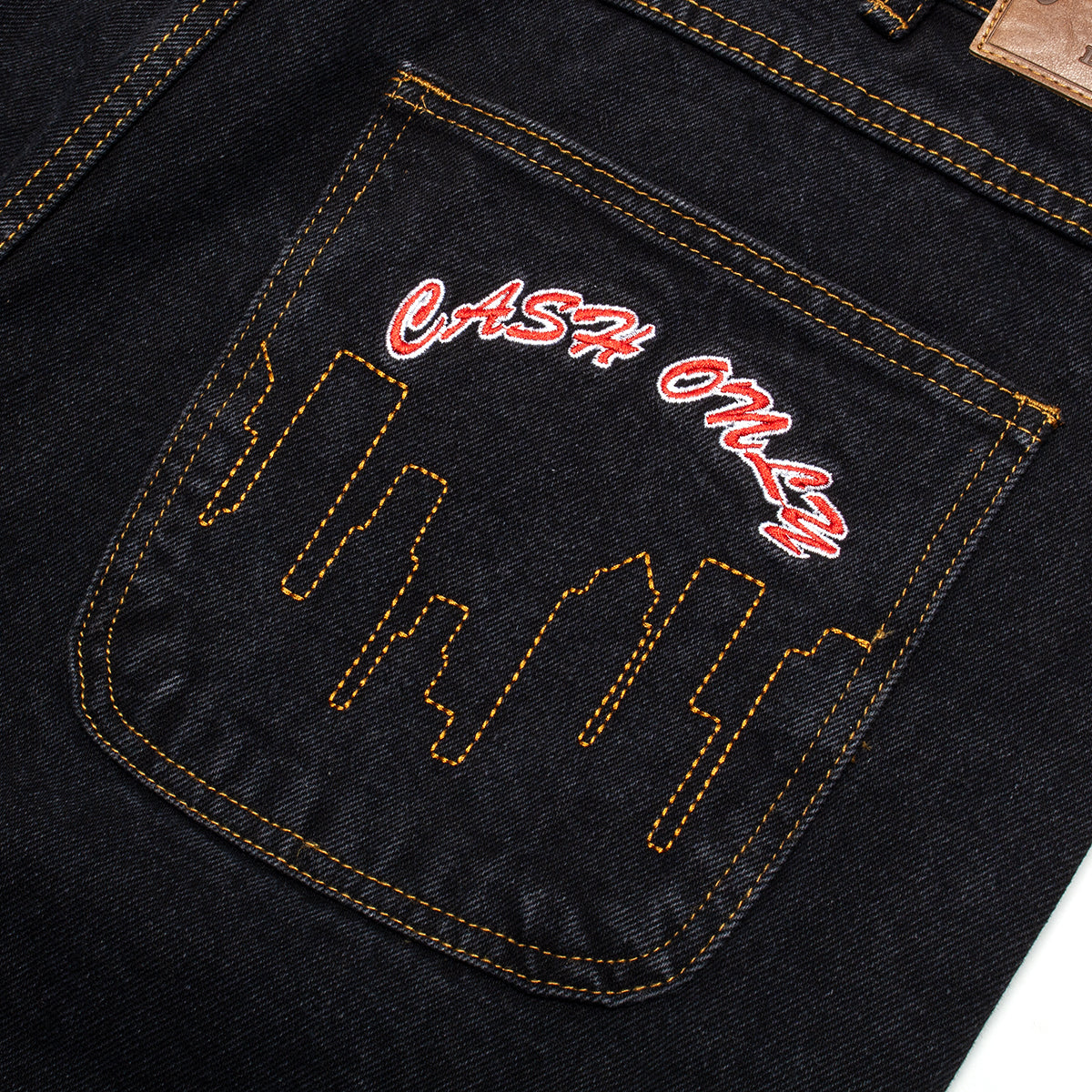Cash Only - Logo Baggy Denim Shorts
Color : Washed Black
