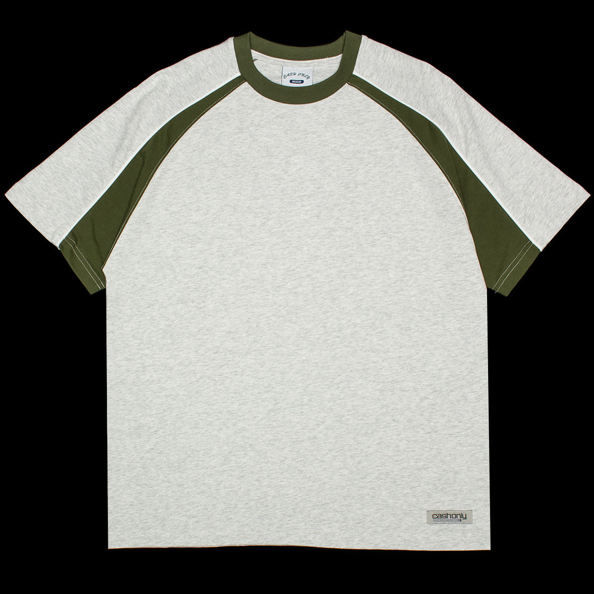 Cash Only - Track Panel T-Shirt
Color : Ash / Army