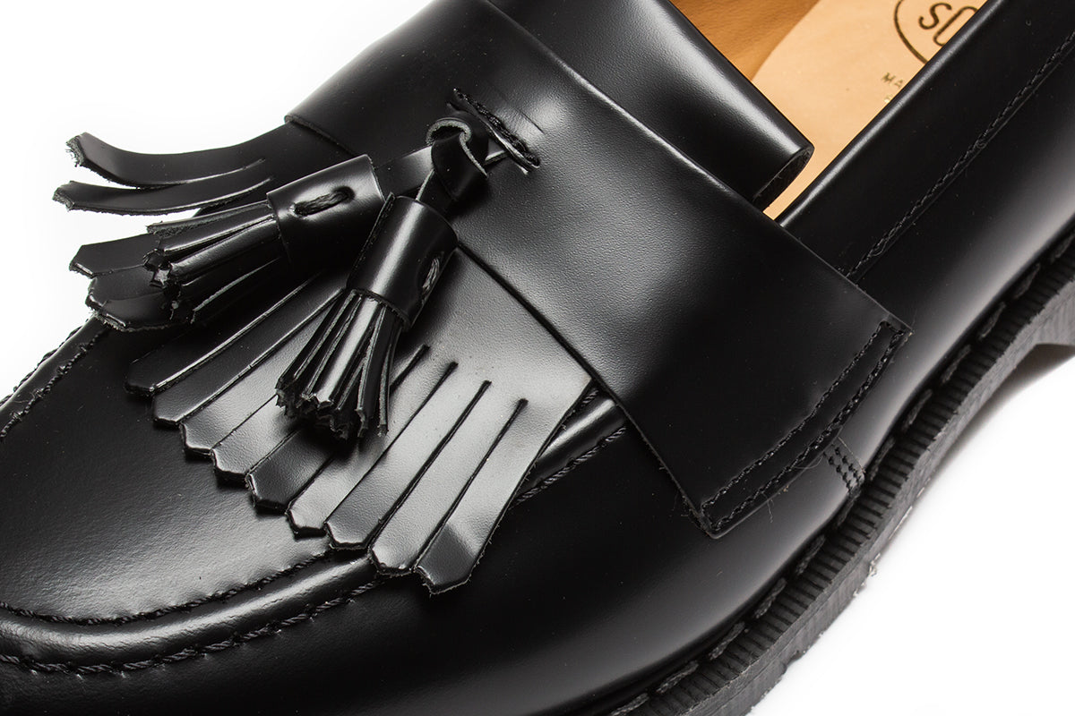 Solovair | Hi-Shine Tassel Loafer Style # S0-1022-BK-G-050 Color : Black