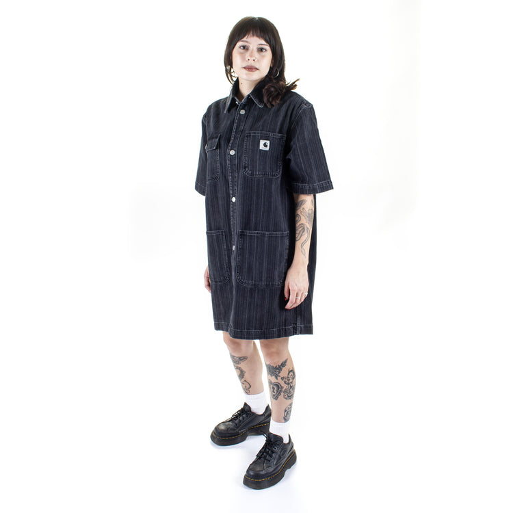 Carhartt WIP - Women's Rylan Dress
Style # I035578-32I
Color : Striped Black (Stone Washed)