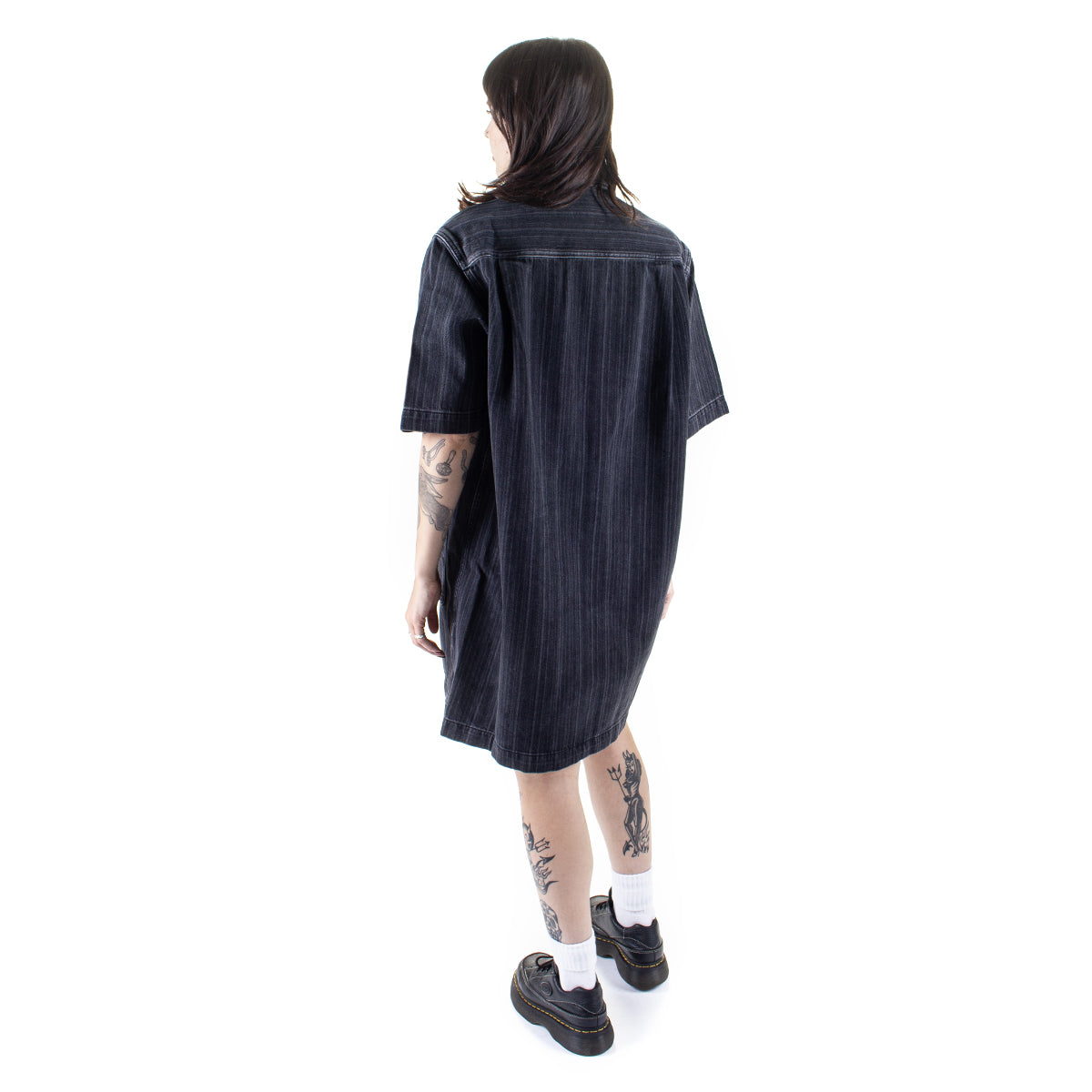 Women's Carhartt WIP Rylan Stripe Dress | Black (Stone Washed) Women's Carhartt WIP Rylan Stripe Dress | Black (Stone Washed)