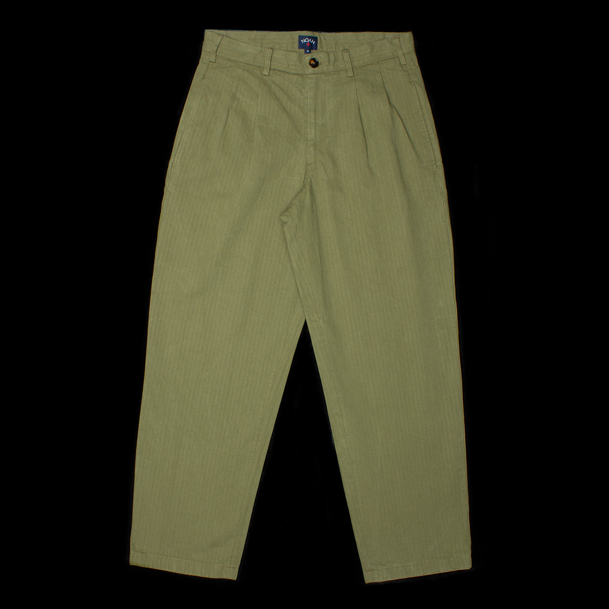 Noah | Classic Double-Pleat Herringbone Pant Color : Army Green