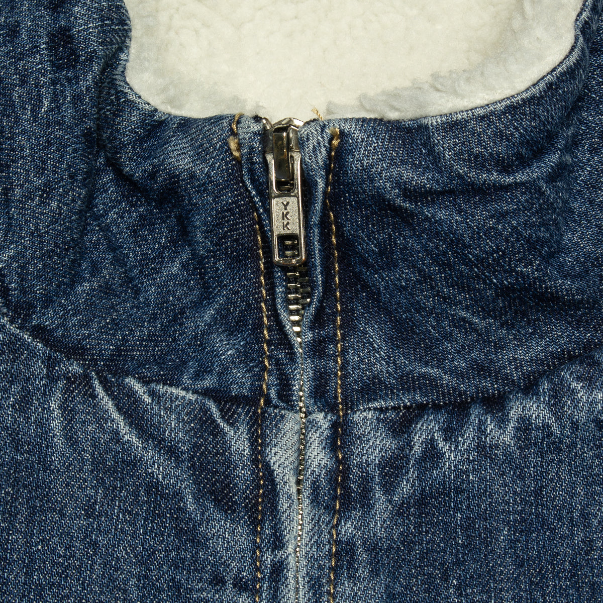 Grand Collection | Sherpa Lined Denim Track Jacket Color : Blue Denim