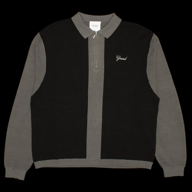 Grand Collection | Knit Quarter Zip Color : Grey / Black