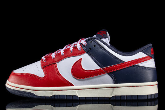 Nike - Dunk Low Retro
Style # IM2222-100
Color : White / University Red / Thunder Blue