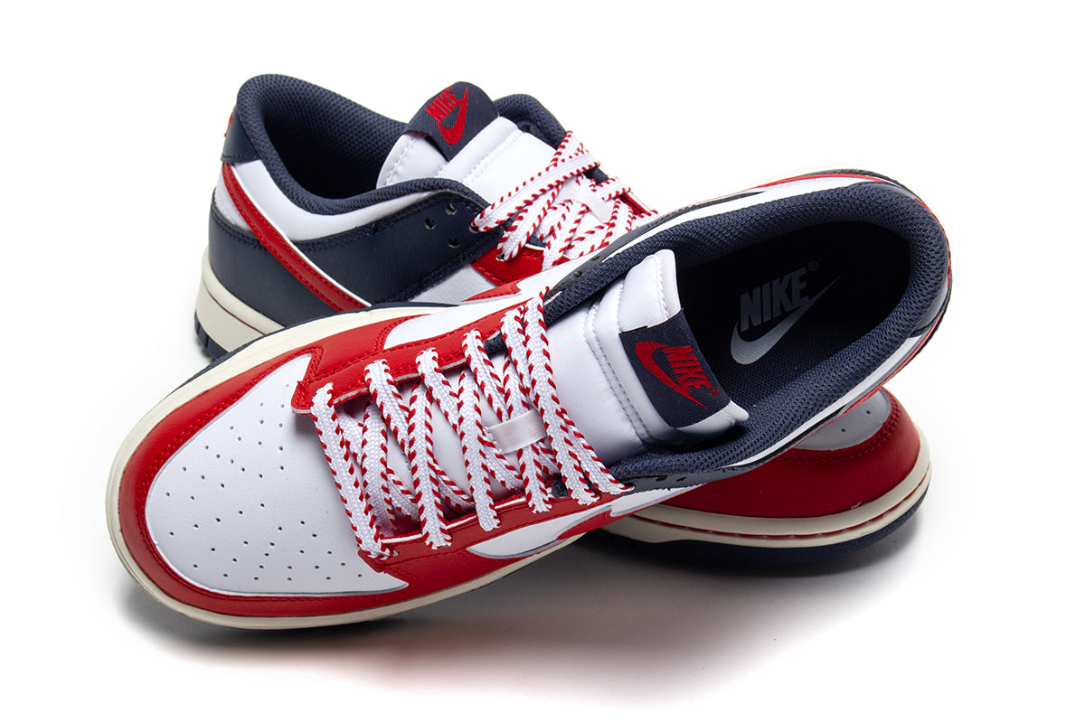 Nike - Dunk Low Retro
Style # IM2222-100
Color : White / University Red / Thunder Blue