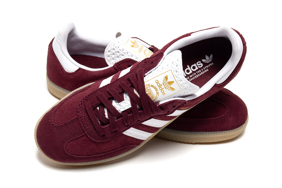 Adidas Skateboarding - Samba ADV
Style # KJ0265
Color : Shadow Red / Footwear White / Maroon