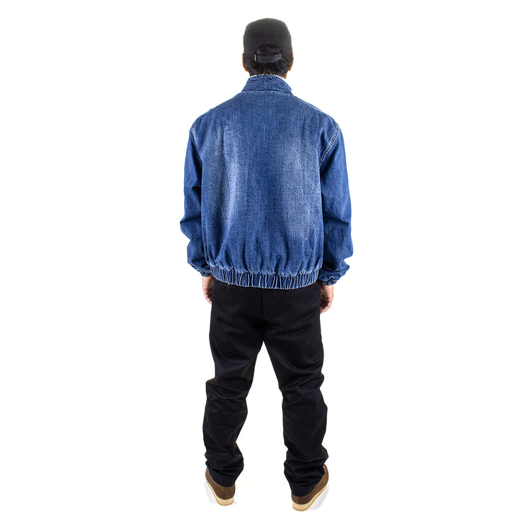 Grand Collection | Sherpa Lined Denim Track Jacket Color : Blue Denim