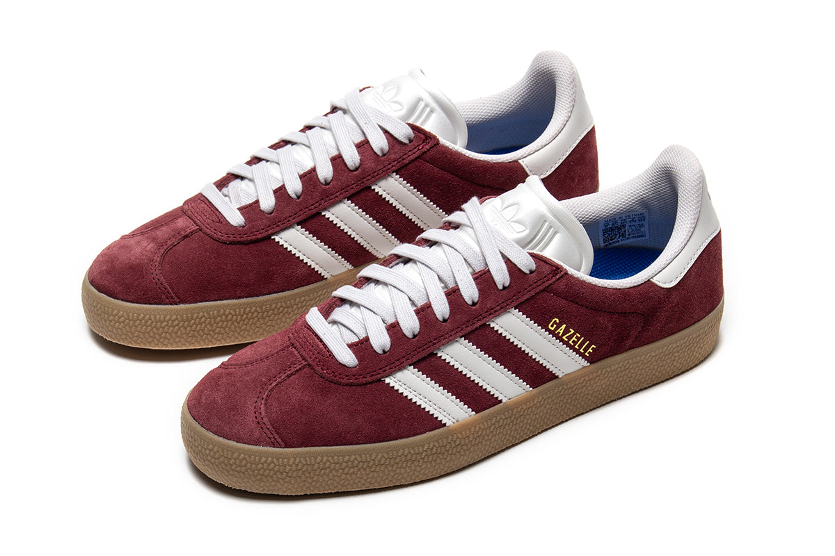 Adidas - Gazelle ADV
Style # JR2000
Color : Shadow Red / Crystal White / Gold Metallic