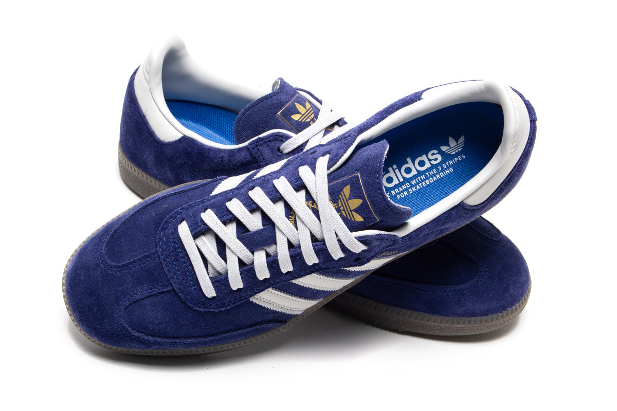 Adidas - Samba ADV
Style # JP8523
Color : Dark Blue / Grey One / Gum
