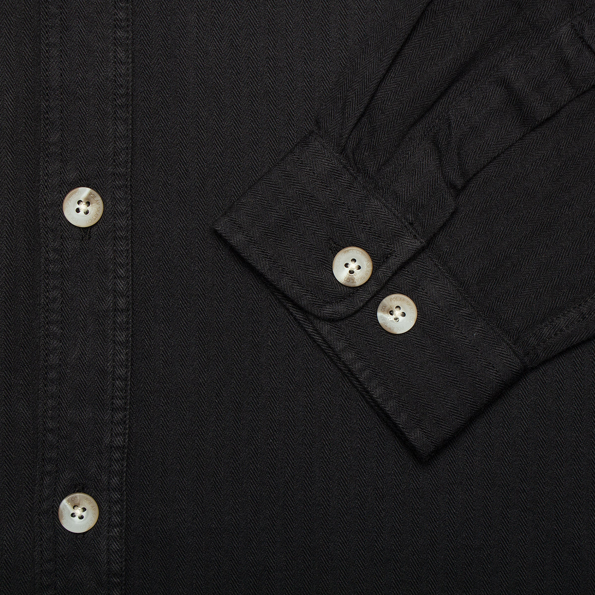 Polar | Mitchell Herringbone L/S Shirt Color : Black