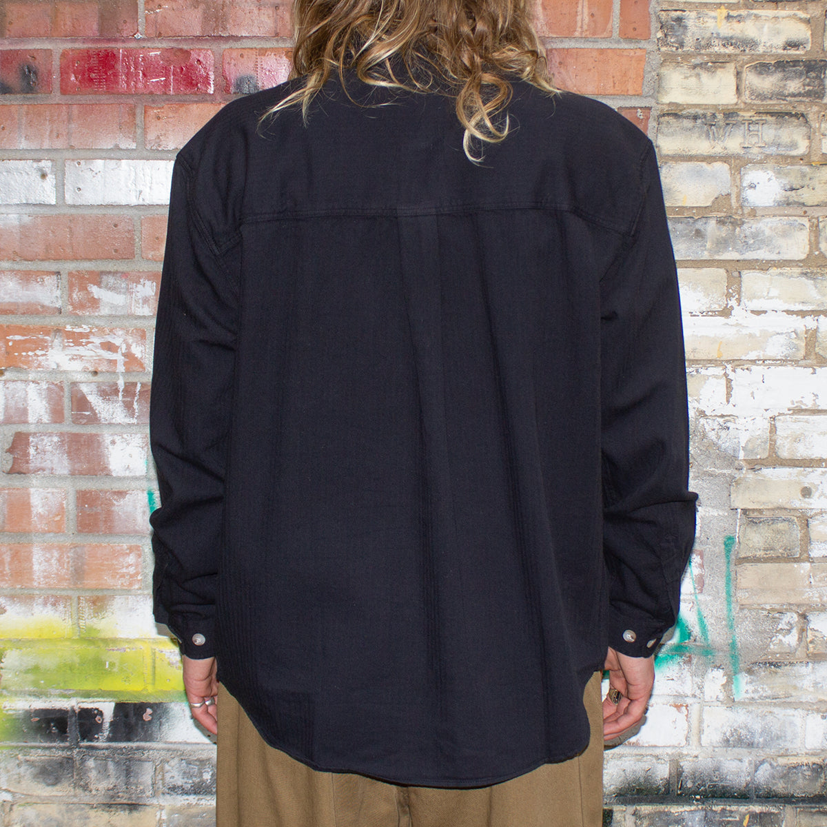 Polar | Mitchell Herringbone L/S Shirt Color : Black