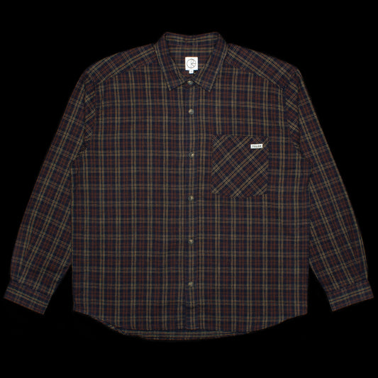 Polar | Mitchell L/S Flannel Shirt Color : Navy / Brown