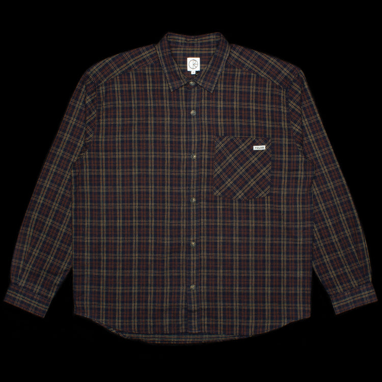 Polar | Mitchell L/S Flannel Shirt Color : Navy / Brown