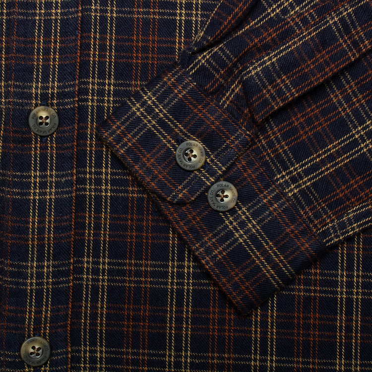 Polar | Mitchell L/S Flannel Shirt Color : Navy / Brown