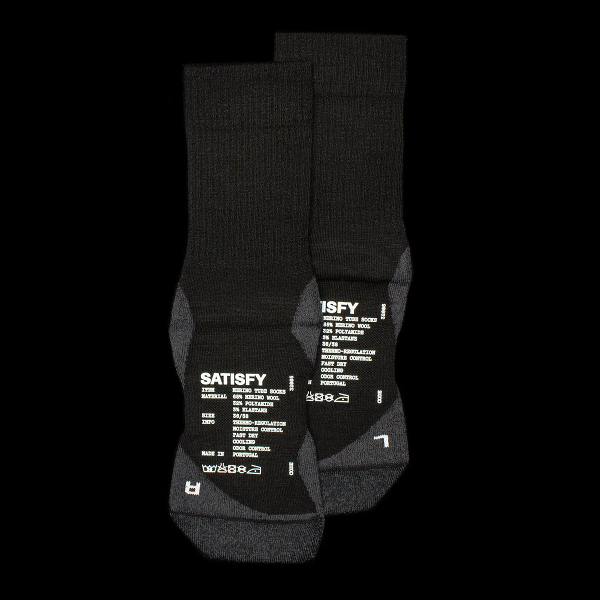 Satisfy - Merino Nylon Tube Sock
Color : Black