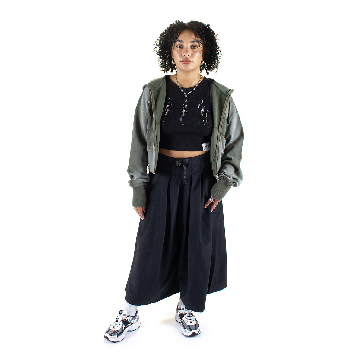 Dime - Women's Cropped Zip Hoodie
Color : Green Washed