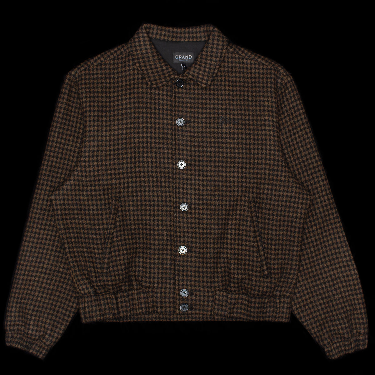 Grand Collection - Wool Houndstooth Blouson Jacket
Color : Espresso / Black