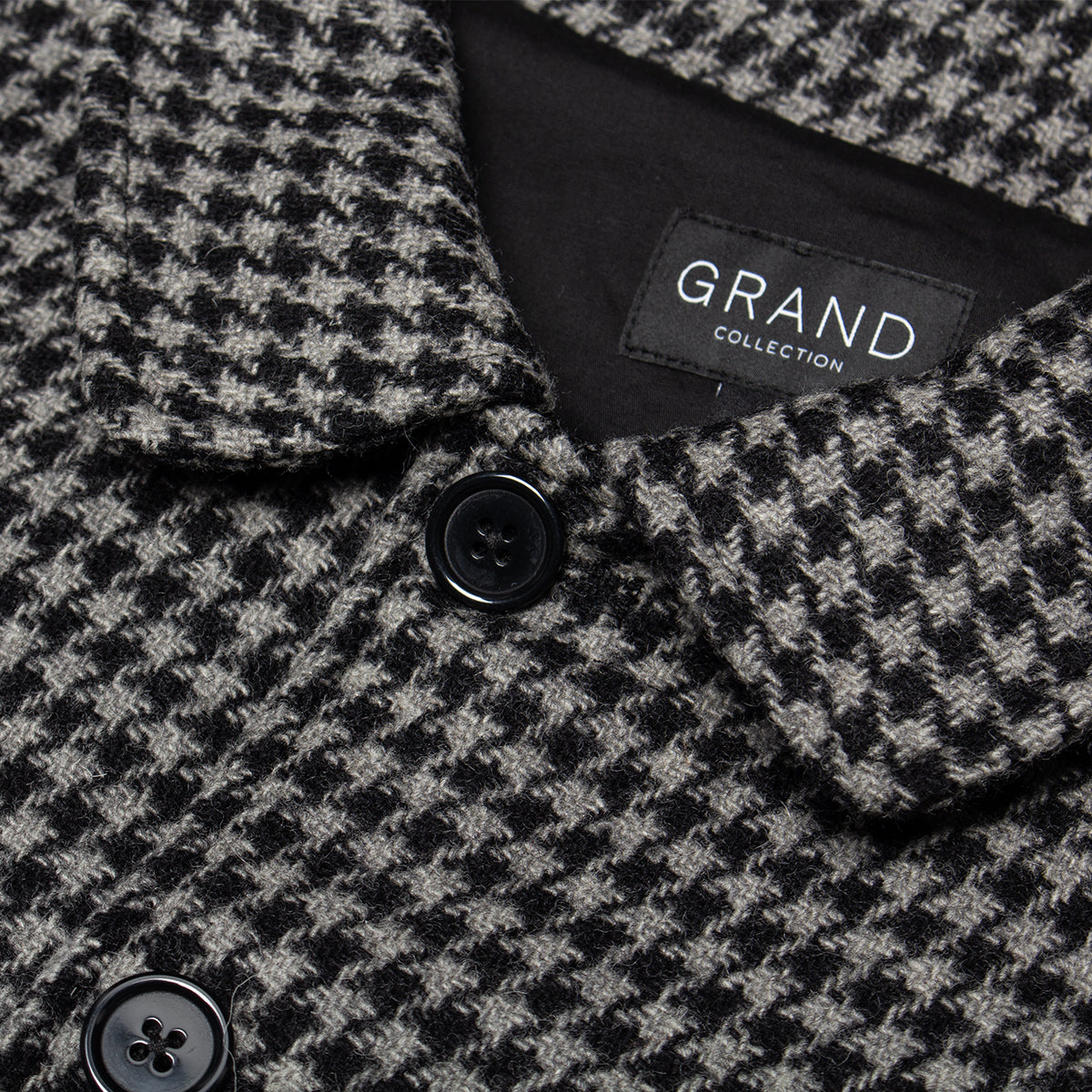 Grand Collection - Wool Houndstooth Blouson Jacket
Color : Black / Grey