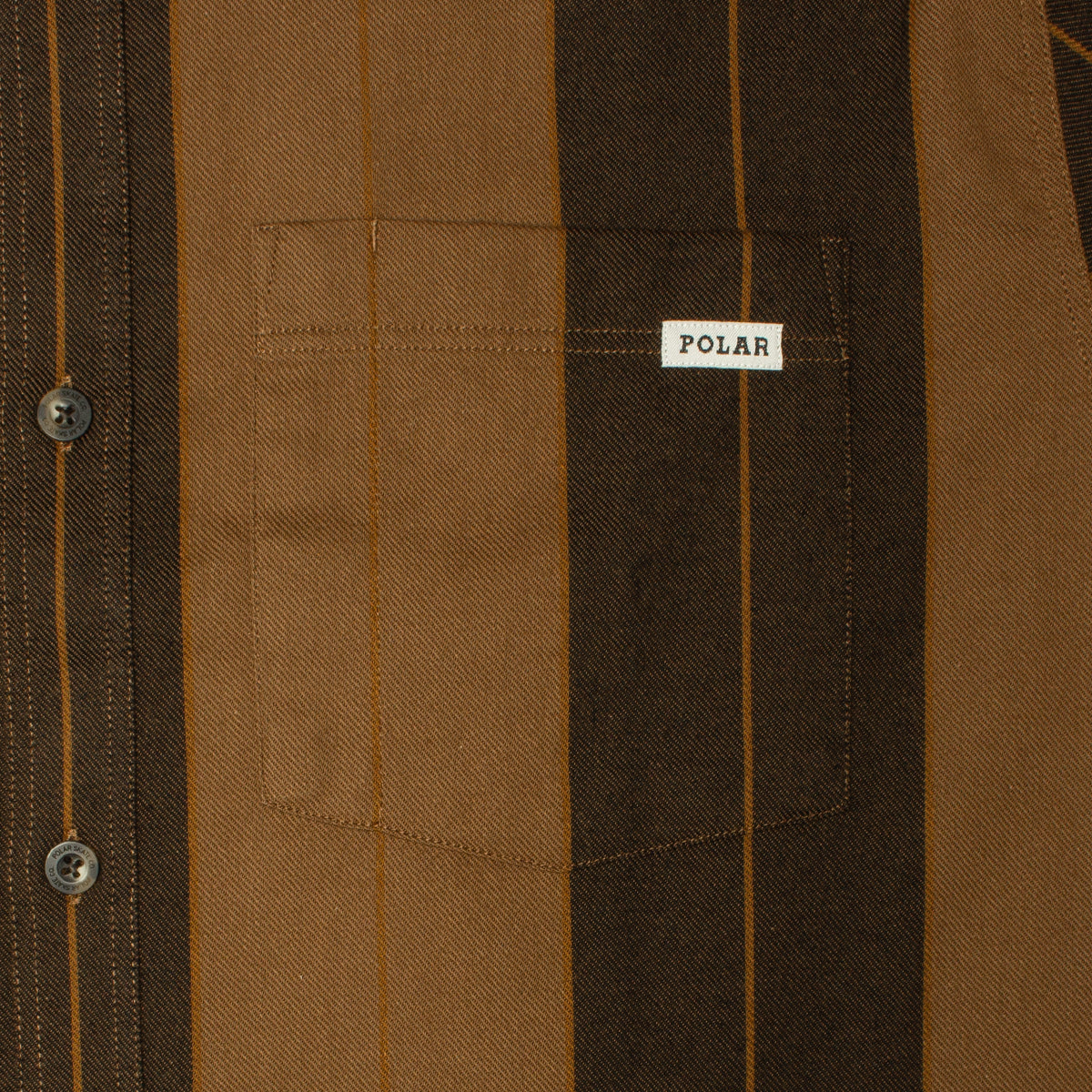 Polar Skate Co. | Mitchell Shirt
Color : Brown Block Stripe