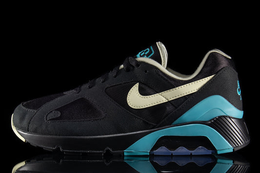 Nike | Air 180
Style # FJ9259-001
Color : Black / Alabaster / Dusty Cactus