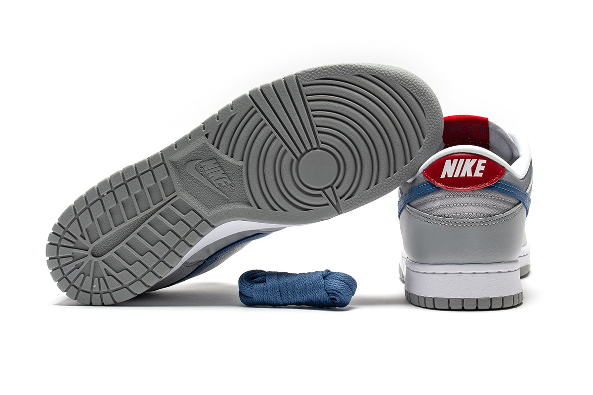 Nike | Dunk Low
Style # HF0391-001
Color : Metallic Silver / Aegean Storm