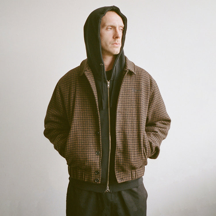 Wool Houndstooth Blouson Jacket