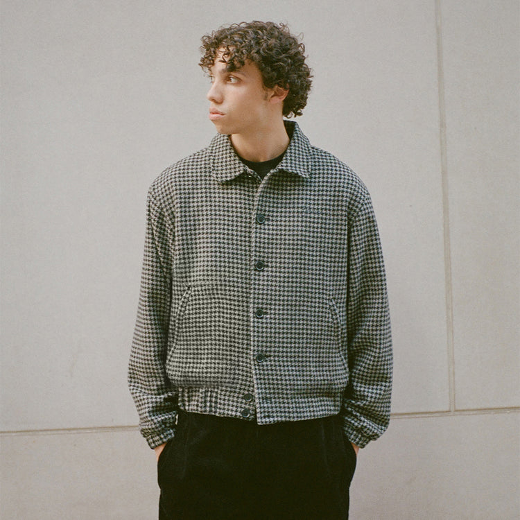 Wool Houndstooth Blouson Jacket