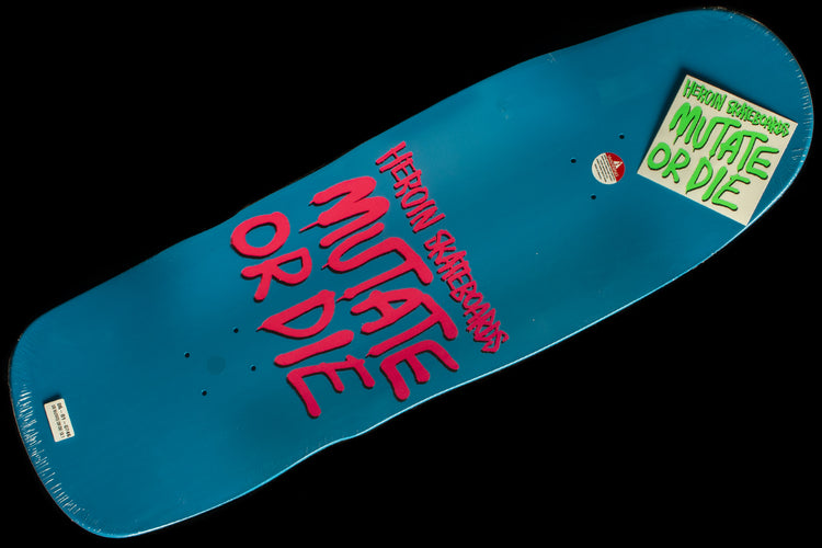 Heroin - Mutate Or Die Deck
Sizes : 10.1"
Wheelbase : 14.125"
Length : 32"

Dead Dave
