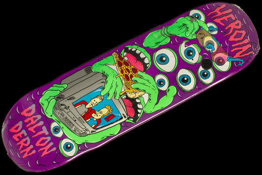 Heroin - Mutate Or Die Deck
Sizes : 8.75"
Wheelbase : 14.125"
Length : 32.1"

Dalton Dern